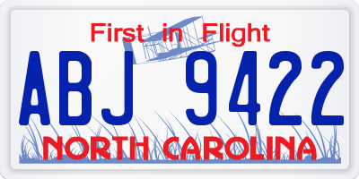 NC license plate ABJ9422