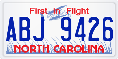 NC license plate ABJ9426