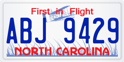 NC license plate ABJ9429