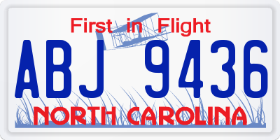 NC license plate ABJ9436