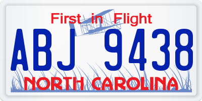 NC license plate ABJ9438