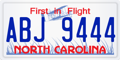 NC license plate ABJ9444
