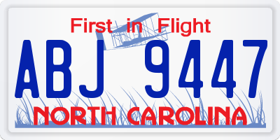 NC license plate ABJ9447
