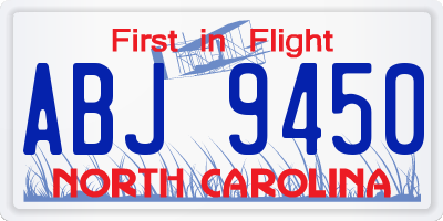 NC license plate ABJ9450