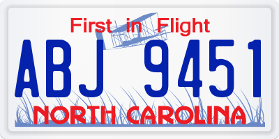 NC license plate ABJ9451