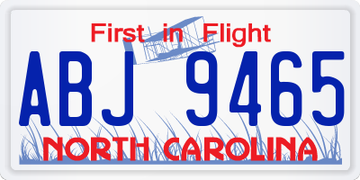 NC license plate ABJ9465