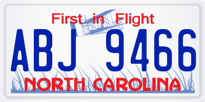 NC license plate ABJ9466