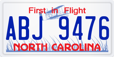 NC license plate ABJ9476