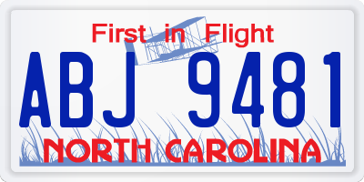 NC license plate ABJ9481