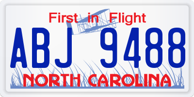 NC license plate ABJ9488