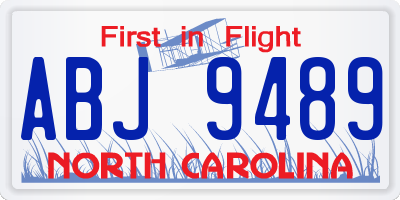 NC license plate ABJ9489