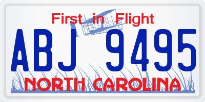 NC license plate ABJ9495
