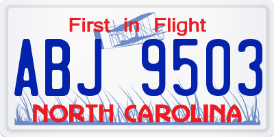 NC license plate ABJ9503