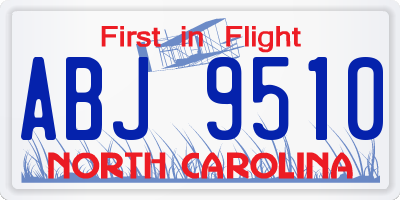 NC license plate ABJ9510
