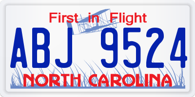 NC license plate ABJ9524