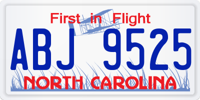NC license plate ABJ9525