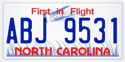 NC license plate ABJ9531
