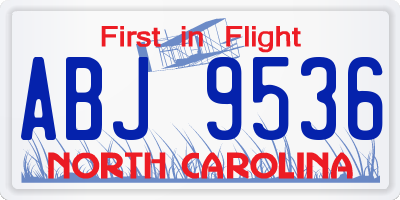 NC license plate ABJ9536