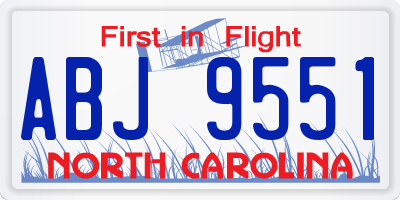 NC license plate ABJ9551