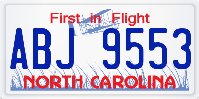 NC license plate ABJ9553