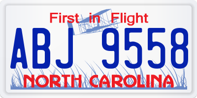 NC license plate ABJ9558