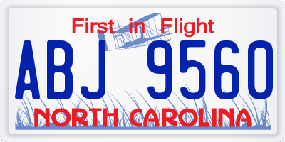 NC license plate ABJ9560
