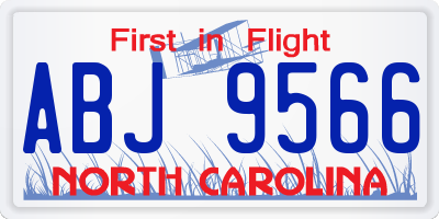 NC license plate ABJ9566