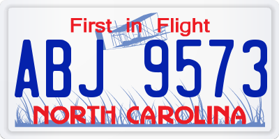 NC license plate ABJ9573