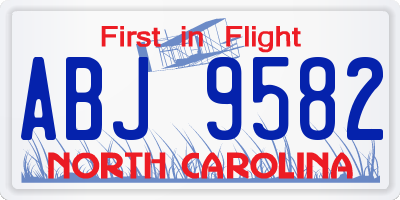 NC license plate ABJ9582