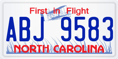 NC license plate ABJ9583