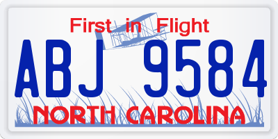 NC license plate ABJ9584