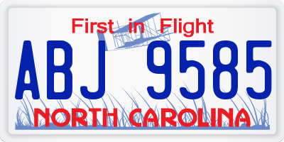 NC license plate ABJ9585