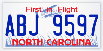 NC license plate ABJ9597