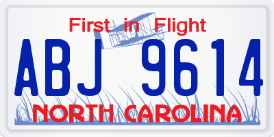 NC license plate ABJ9614