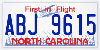 NC license plate ABJ9615