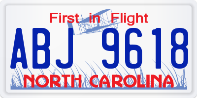 NC license plate ABJ9618