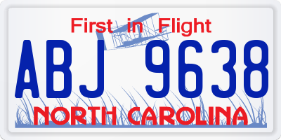NC license plate ABJ9638