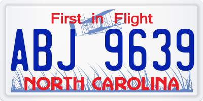 NC license plate ABJ9639