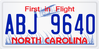 NC license plate ABJ9640