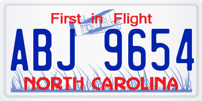 NC license plate ABJ9654