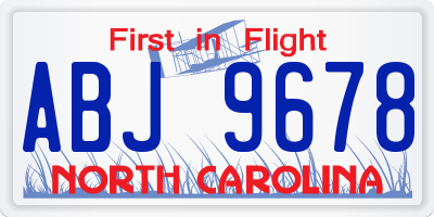 NC license plate ABJ9678