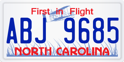 NC license plate ABJ9685