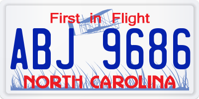 NC license plate ABJ9686