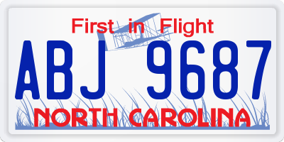 NC license plate ABJ9687