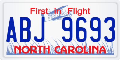 NC license plate ABJ9693