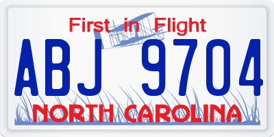 NC license plate ABJ9704