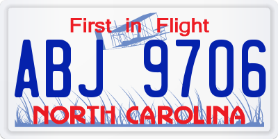 NC license plate ABJ9706