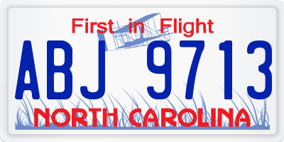 NC license plate ABJ9713