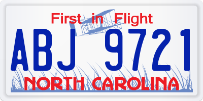 NC license plate ABJ9721