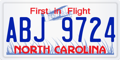 NC license plate ABJ9724